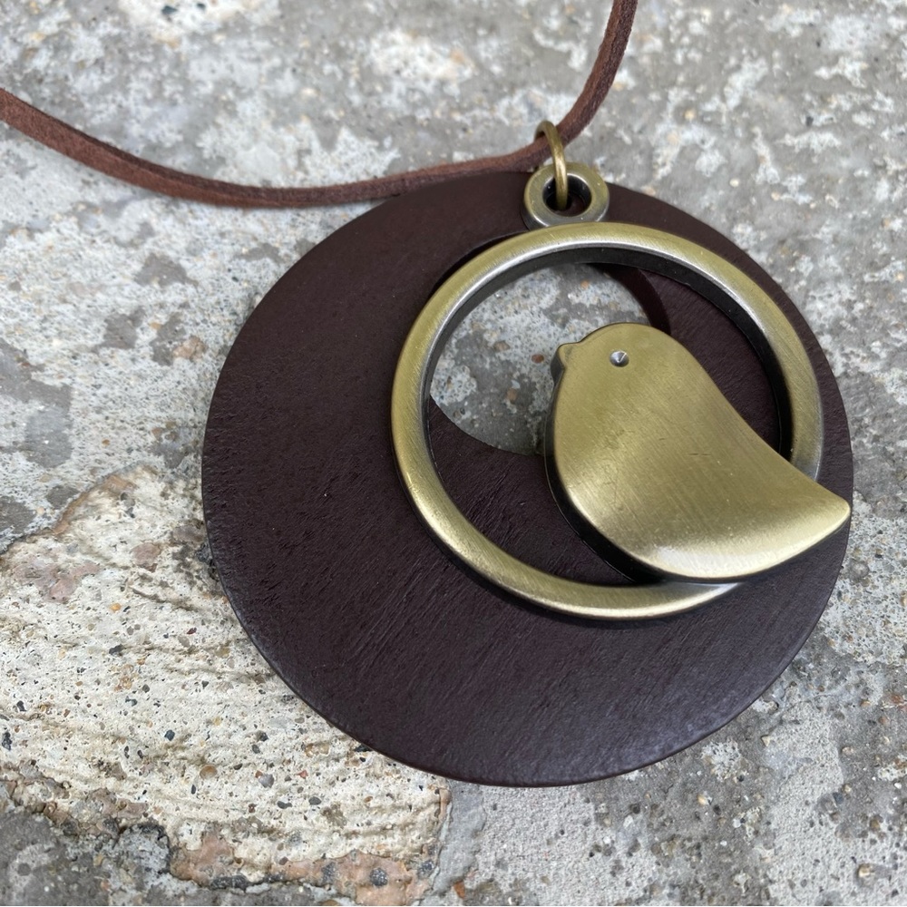 Bird on a Wire Necklace on a Leather Thong